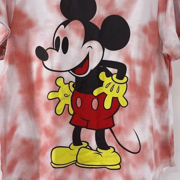 Disney Mickey Mouse Tie Dye T-Shirt Red Juniors XXL Short Sleeve Graphic Tee - Picture 2 of 6